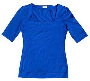AKRIS Punto Square Neck Royal Blue Top Women’s Size 2 Luxury Minimalist